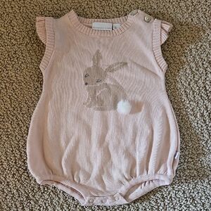 Pink Baby Romper with Bunny Design